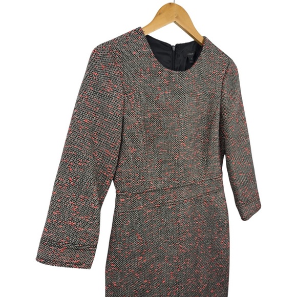 NWT J. Crew Tweed 3/4 Sleeve Sheath Dress Gray Coral Size 4 Style E4375 Career - Picture 4 of 16